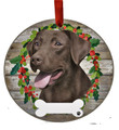Chocolate Labrador Ornament - E&S Pets - DIY Personalizable - Dog Gifts - Ceramic Round Ornament with Glazed Finish - X-mas Decoration - Christmas Ornaments Craft Gifts - Ornaments for Pet Lovers