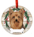 E&S Imports Yorkie Ornament - E&S Pets - DIY Personalizable - Dog Gifts - Ceramic Round Ornament with Glazed Finish - X-mas Decoration - Christmas Ornaments Craft Gifts - Ornaments for Pet Lovers
