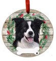 Border Collie Ornament - E&S Pets - DIY Personalizable - Dog Gifts - Ceramic Round Ornament with Glazed Finish - X-mas Decoration - Christmas Ornaments Craft Gifts - Ornaments for Pet Lovers
