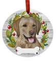 E&S Imports Yellow Labrador Ornament - Pets DIY Personalizable Dog Gifts Ceramic Round with Glazed Finish X-mas Decoration Christmas Ornaments Craft for Pet Lovers