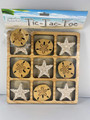 Barry Owens BV1032 Wood Tic Tac Toe 10 Wood Pieces Plus Game Board Shell Starfish 11 Inches X 8 Inches X .5 Inches