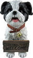 DWK Front Porch Dog Outdoor Welcome Sign Decorative Statue | Cute Dog Welcome Sign for Front Porch Standing | Decorative Garden Statues - Shih Tzu