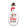 Evergreen 17 OZ Glass with Snowman Wine Stopper Gift Set