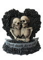 DWK Deadly Promises Skeleton Couple Sign Gothic Skeleton Lovers in Black Rose Heart Wreath Home Decor -