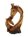 Everspring Faux Carved Mother and Baby Giraffe Head Wood Look Statue