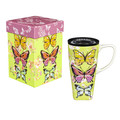 Evergreen Ceramic FLOMO 360 Travel Cup, 17 oz. w/Box, Butterflies
