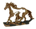 Zeckos Reigning in Roping Cowboy and Horse Decorative Wood Look Statue