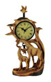 EVERSPRING Giraffe Family On Safari Carved Wood Look Clock Figurine