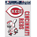 MLB Cincinnati Reds Decal Multi Use Fan 3 Pack, Team Colors, One Size