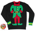 Light Up LED Ugly Mr. Christmas Sweater ELF Holiday Sweater LARGE Black