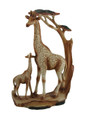 Zeckos Giraffe Family Carved Wood Look Resin Statue