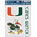 Wincraft NCAA Miami Hurricanes Decal Multi Use Fan 3 Pack, Team Colors, One Size