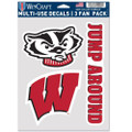 NCAA Wisconsin Badgers Decal Multi Use Fan 3 Pack, Team Colors, One Size