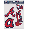 MLB Atlanta Braves Decal Multi Use Fan 3 Pack, Team Colors, One Size