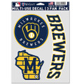 MLB Milwaukee Brewers Decal Multi Use Fan 3 Pack, Team Colors, One Size