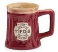 Fireman 15 Oz Porcelain Coffee Mug/Cup Burgundy Stein Shape with Fire Department Crest