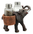 Savanna Calls Trumpeting Elephant Glass Salt And Pepper Shakers Holder Figurine Decor Set 5.75"L