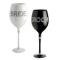 Bling Bride and Groom Wine Glasses Set of 2