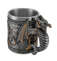 Resin Beer Mugs Steampunk Geared Dragon Stainless Steel Lined Silvered Tankard 5.5 X 4.5 X 3.5 Inches Silver