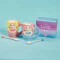 Cupcakes and Cartwheels Be a Mermaid Mug with Spoon in Gift Box (Pink/Yellow)