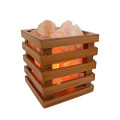 Relaxus Himalayan Wooden Square Basket Salt Lamp/Salt Rock Lamp