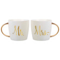 Slant Set of 2 Coffee Mugs 14oz. 5.25" x 3.6" H Mr. & Mrs.