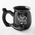 High Tea Single Wall Novelty Pipe Mug - Shiny Black With White Imprint