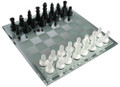 Avant-Garde Black Frosted Glass Chess Set with Mirror Board