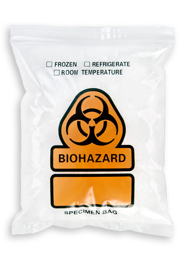 8'' x 10'' Reclosable ''Biohazard'' 3 Wall Bag SKU: 150-050-1240 ...