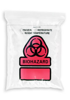 8'' x 10'' Reclosable Ziplock ''Biohazard'' 3 Wall Bag with Tear Away Top  SKU: 150-050-1255