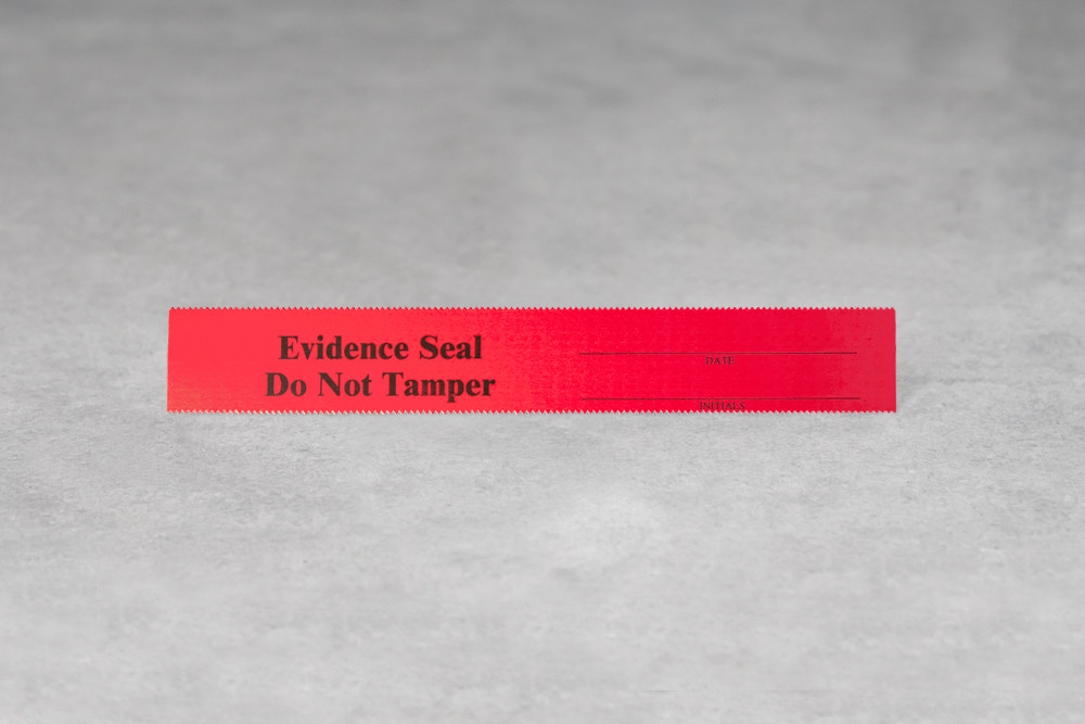 Evidence Tamper Evident Seals Black on Red, 100/pack SKU 1730501000
