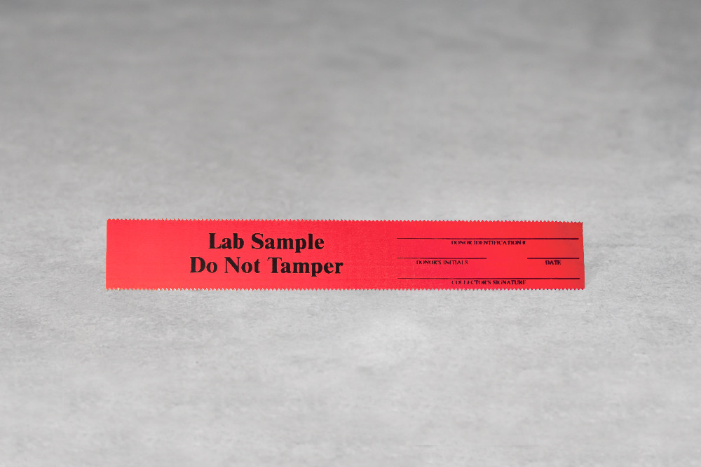 Lab Sample Tamper Evident Seals Black on Red, 100/pack SKU 173060