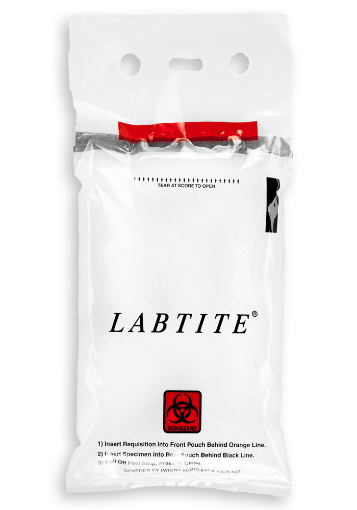 6'' x 10'' Double Adhesive Biohazard Specimen Transport 3 Wall Bag with