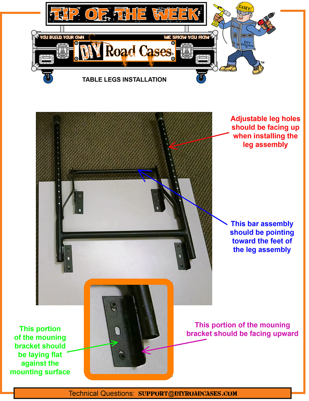 Table Leg Assembly Folding Narrow Base
