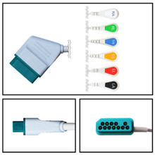 Nihon Kohden 12 Pin to 6 Lead Fixed ECG Cable (Snap) (3/6 LD)