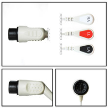 Nihon Kohden 11 Pin to 3 Lead ECG Fixed Cable (Snap)