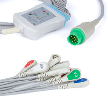 Fukuda Denshi 12 Pin to 10 Lead Fixed ECG Cable (Snap)
