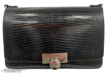 Convertible Chain Bag -  Lizard - Black Glazed