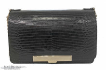 Convertible Chain Bag -  Lizard - Black Glazed-  Long Bar