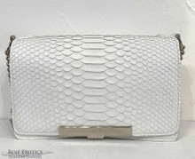 Convertible Chain Bag -  Python - White - Matte 