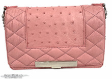 Convertible Chain Bag -Full Ostrich with Quilting - Pink