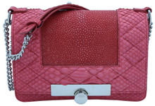Convertible Chain Bag - Stingray Center  - Python Quilting -  Red
