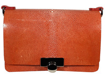 Convertible Chain Bag - Shagreen Stingray - Burnt Orange 