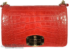 Convertible Chain Bag -  American Alligator - Red Matte Waxy 