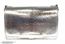Convertible Chain Bag -  Python - Silver -  Metallic Foil 