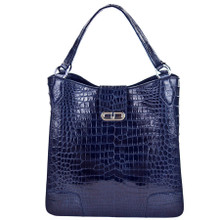 Rainier - Nile Crocodile Belly Tote - Dark Blue
