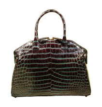 Italo - Nile Crocodile Bowling Bag - Two Tone Black and Turqouise