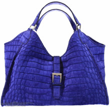 Colette - Electric Blue Nubuck Crocodile