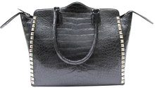 Shopper Tote - Alligator in Black
