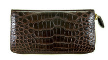Zippered Wallet - American Alligator - Brown
